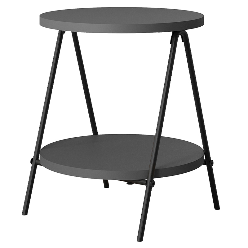 Стол приставной с 2-мя круглыми столешницами цвета антрацит ESSEL SIDE TABLE ANTHRACITE Антрацит Черный в Новосибирске | Loft Concept 