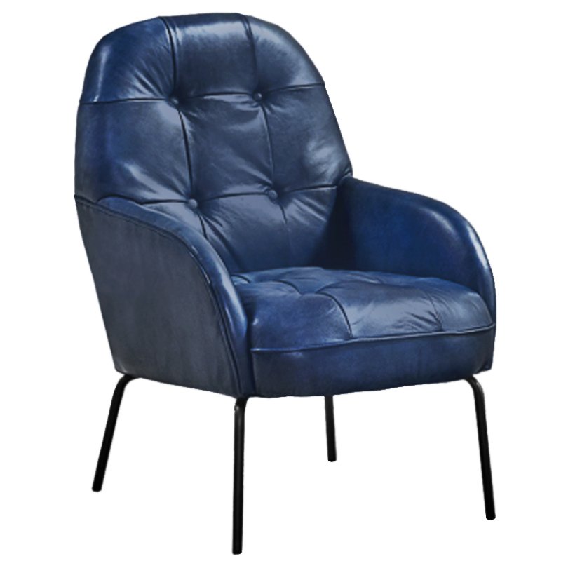 Кресло SHAPKIN LEATHER ARM CHAIR BLUE Синий Черный в Новосибирске | Loft Concept 