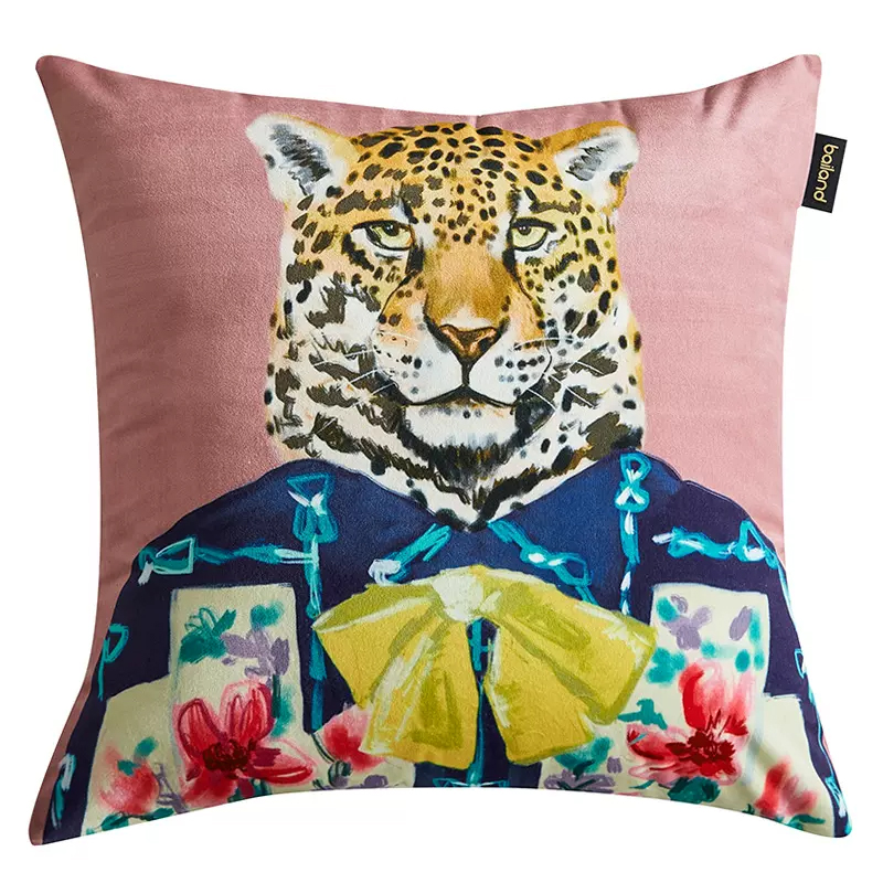 Декоративная подушка Стиль Gucci Leopard Fashion Animals Cushion Pink Розовый Мульти в Новосибирске | Loft Concept 