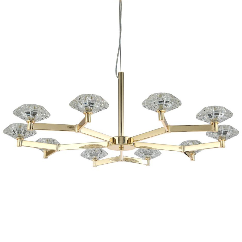 Люстра Yerker Chandelier Gold 10 Глянцевое золото Прозрачный в Новосибирске | Loft Concept 