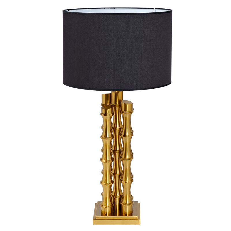 Настольная лампа с Черным Абажуром Damian Gold Table Lamp Глянцевое золото Черный в Новосибирске | Loft Concept 