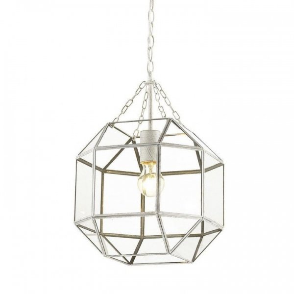 Подвесной светильник Glass & Metal Cage Pendant White Белый в Новосибирске | Loft Concept 