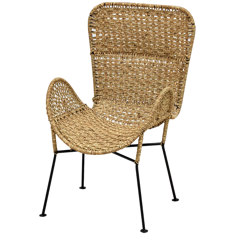 Плетеный стул на металлических ножках Tong Wicker Chair Коричневый Черный в Новосибирске | Loft Concept 