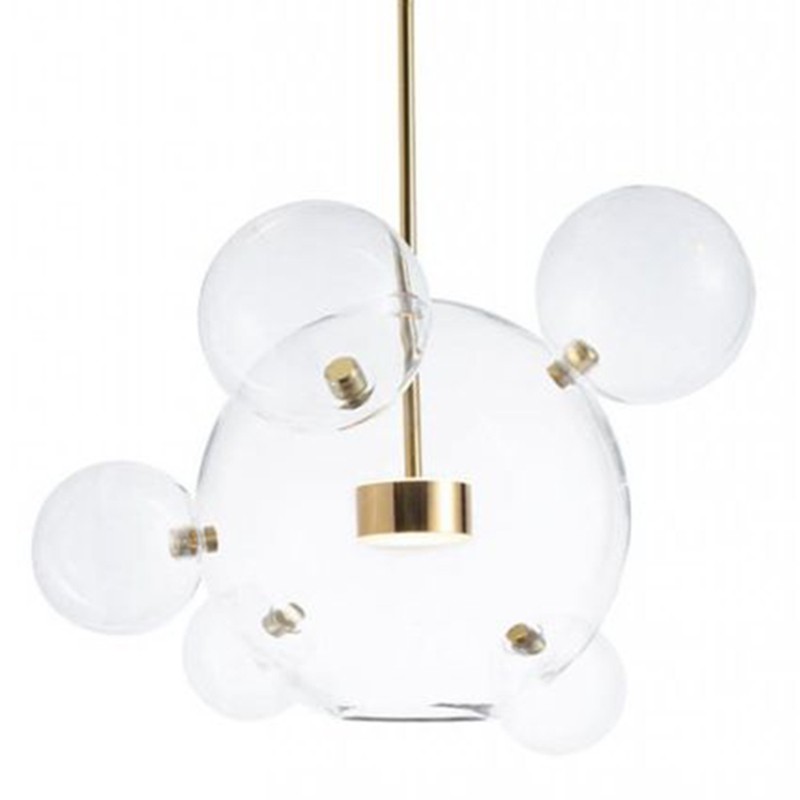 Подвесной Светильник Giopato & Coombes Bollr Pendant 6 BUBBLE LAMP золото Белый Золотой Прозрачное Стекло в Новосибирске | Loft Concept 