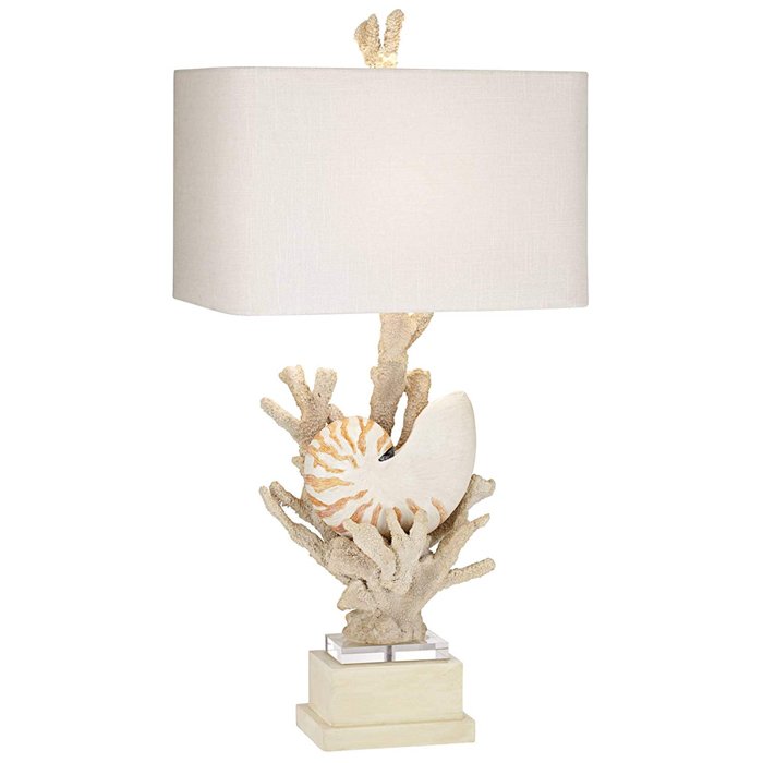 Nautilus Shell and White Coral Table Lamp Молочный Бежевый в Новосибирске | Loft Concept 