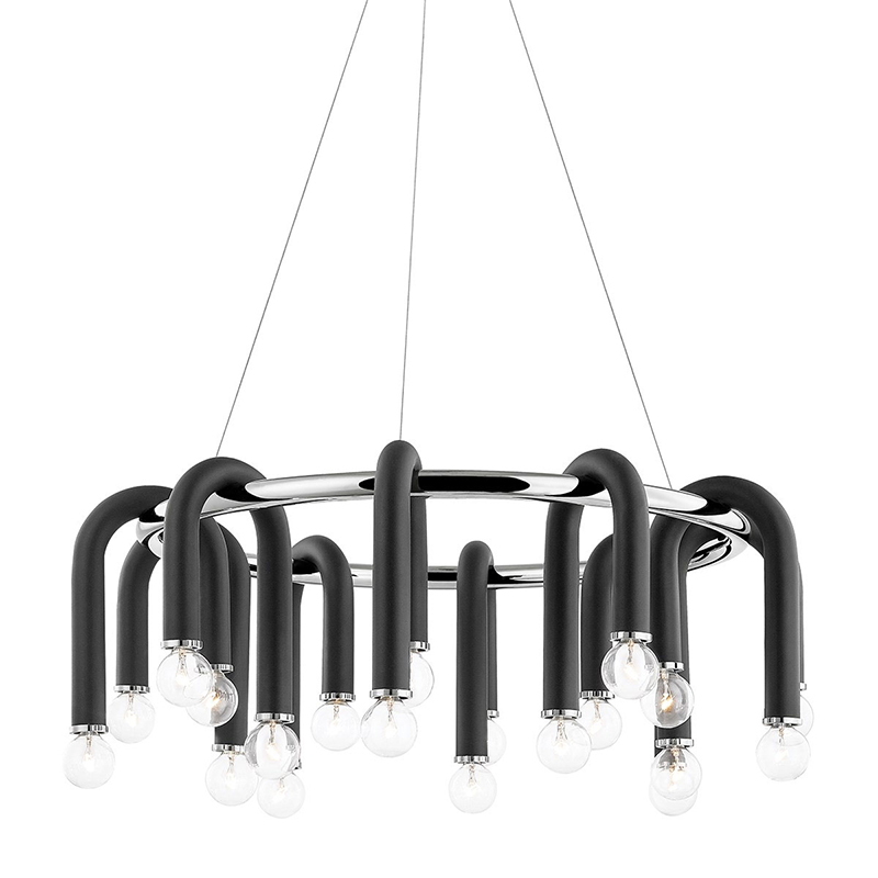 Люстра Paulson floppy chandelier round chrome Черный Хром в Новосибирске | Loft Concept 