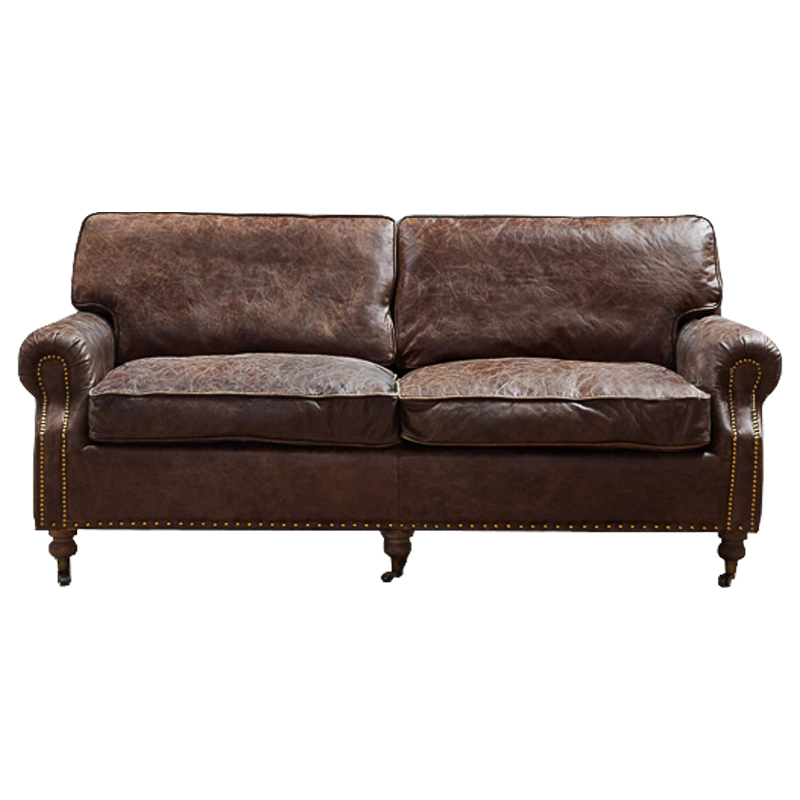 Диван RH CLASSIC LANCASTER Brown leather double Коричневый в Новосибирске | Loft Concept 