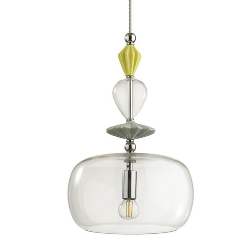 Подвесной светильник Iris Glas hanging lamp candy A chrome Прозрачное Стекло Прозрачный желтый Голубой Хром Прозрачный зеленый в Новосибирске | Loft Concept 