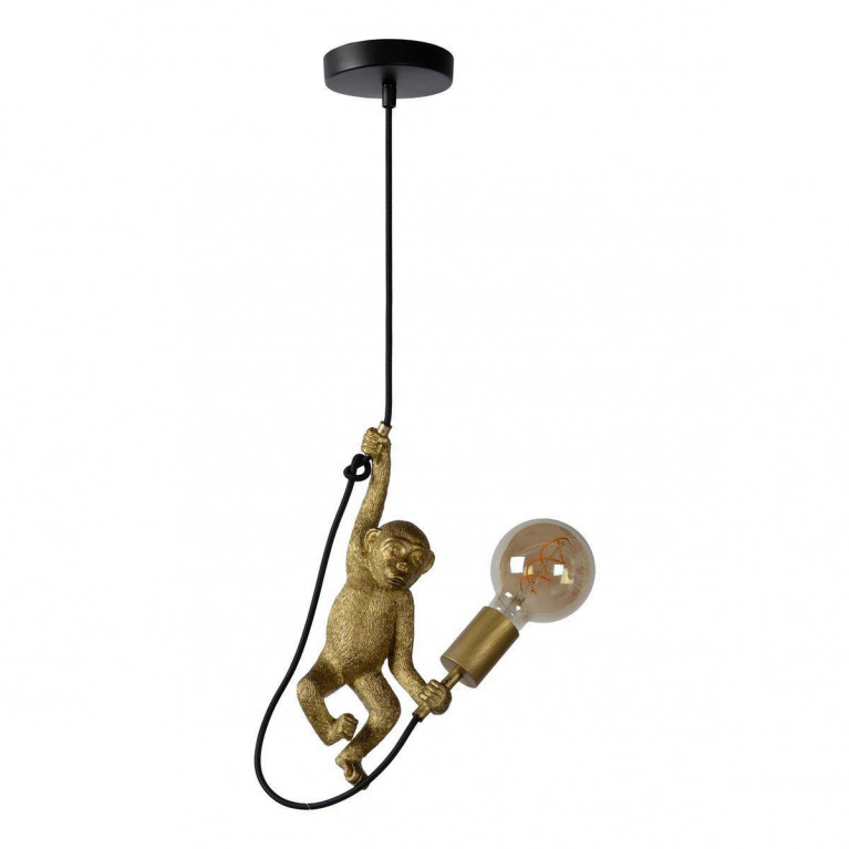 Подвесной светильник Monkey holding a light bulb Черный Золотой в Новосибирске | Loft Concept 