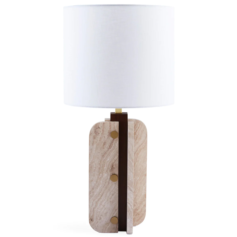 Настольная лампа TOPANGA COLUMN TABLE LAMP Белый Латунь Коричневый Бежевый в Новосибирске | Loft Concept 