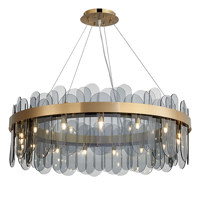 Люстра Blount Chandelier Smokey Латунь Стекло Смок в Новосибирске | Loft Concept 