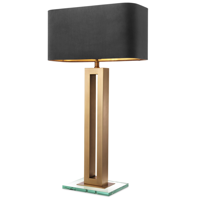 Настольная лампа Eichholtz Table Lamp Cadogan Латунь Античная полированная Прозрачный Черный в Новосибирске | Loft Concept 