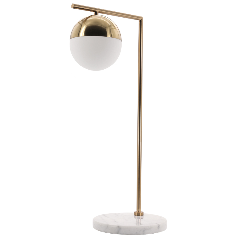 Geneva Glass Table Lamp Globe Латунь Белый Мрамор Bianco в Новосибирске | Loft Concept 