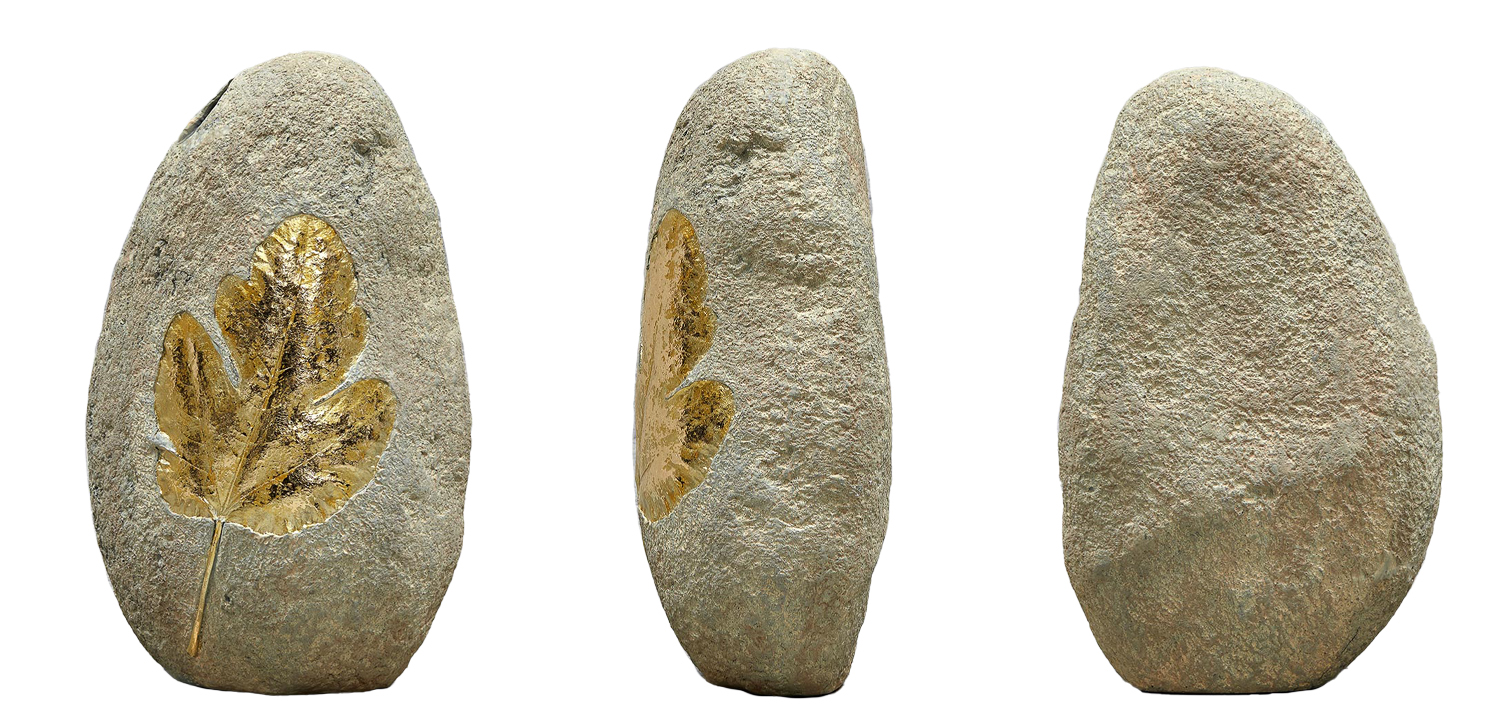 Ваза Golden Stone Leaf Vase имитация камня - фото