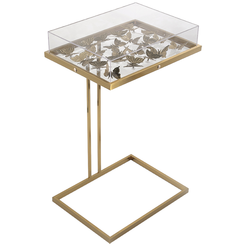 Стол Tommy Mitchell  Butterfly side table Прозрачный Латунь в Новосибирске | Loft Concept 