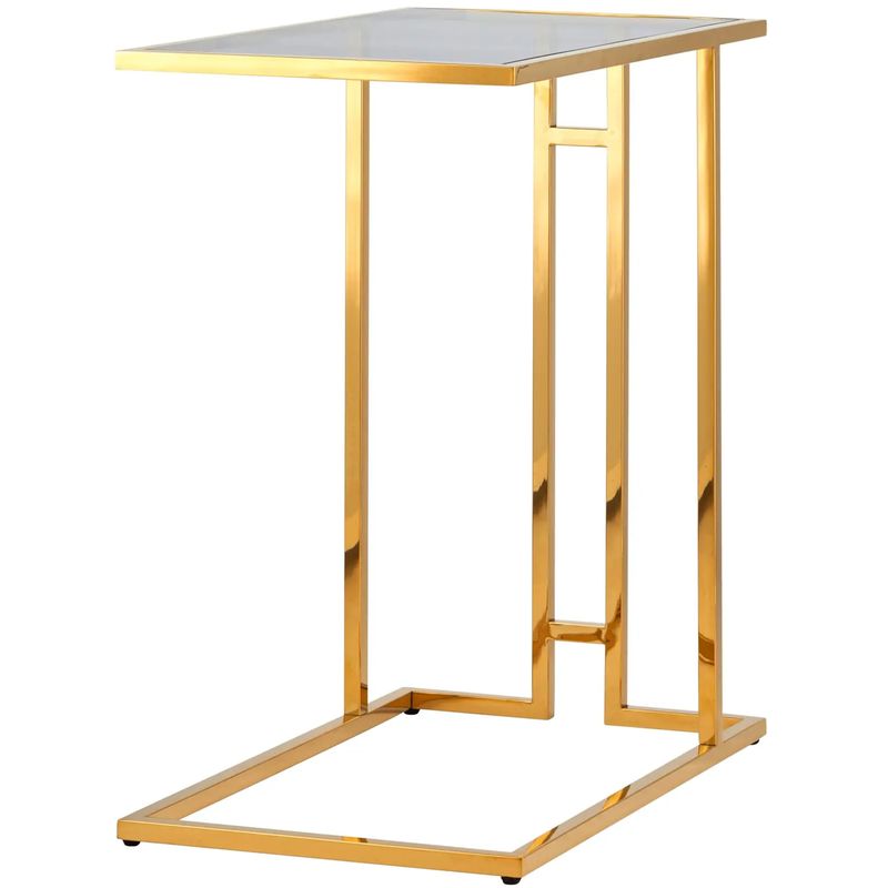 Стол приставной Lasker Milan Tables Gold Золотой Стекло Смок в Новосибирске | Loft Concept 