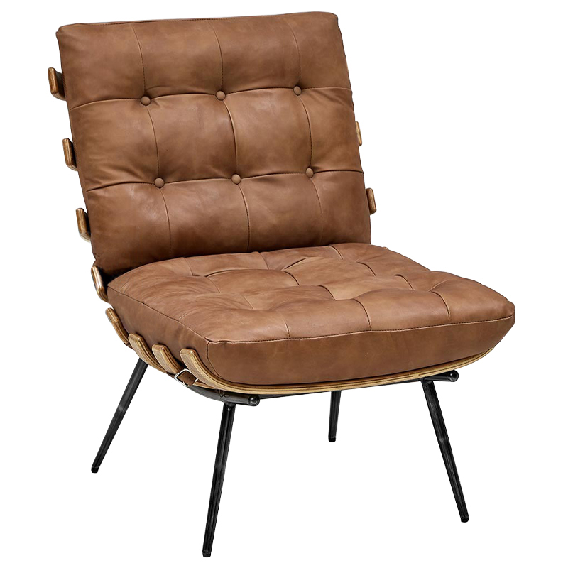 Кресло Philbert Chair brown leather Коричневый в Новосибирске | Loft Concept 