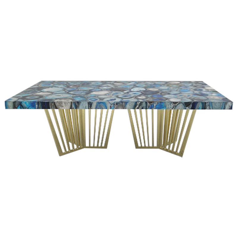 Обеденный стол Agate Design Blue Dining Table Синий Золотой в Новосибирске | Loft Concept 