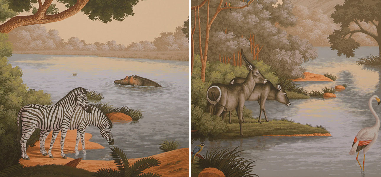 Обои ручная роспись African Savannah Amarelo on scenic paper - фото