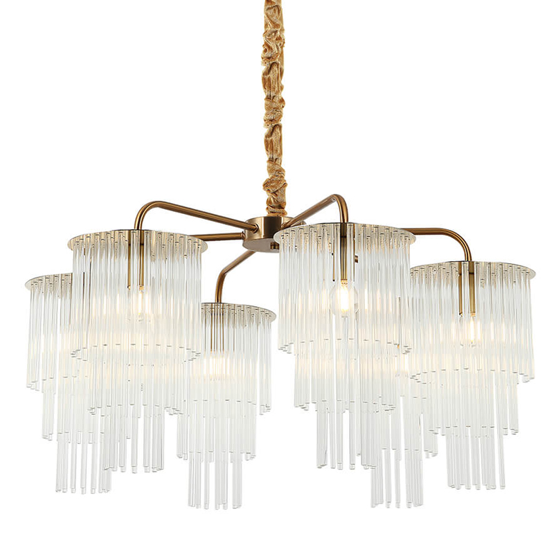 Люстра Harrison Chandelier gold 6 lamp Глянцевое золото Прозрачный в Новосибирске | Loft Concept 