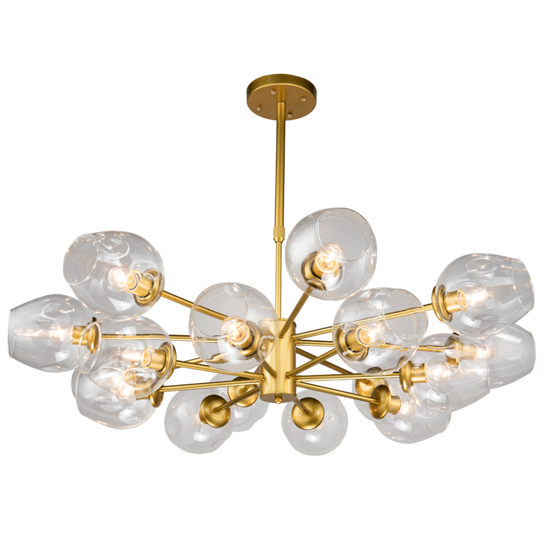 Люстра Branching Bubble Chandelier gold 16 Глянцевое золото Прозрачный в Новосибирске | Loft Concept 