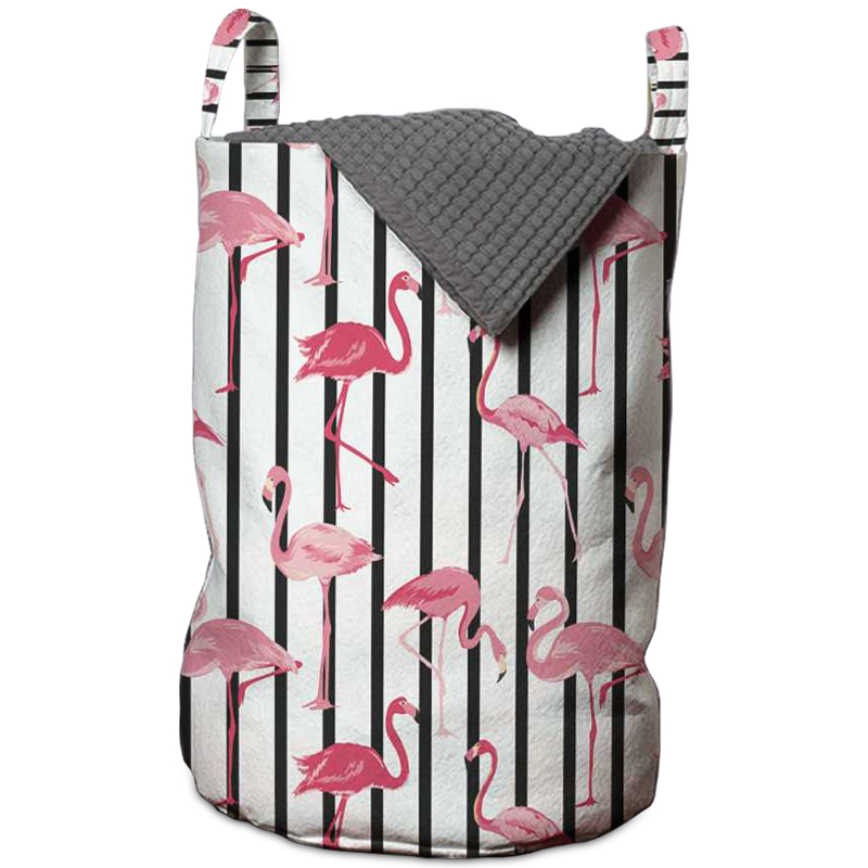 Корзина Flamingo Stripes Basket Черно-белый Розовый пастельный в Новосибирске | Loft Concept 