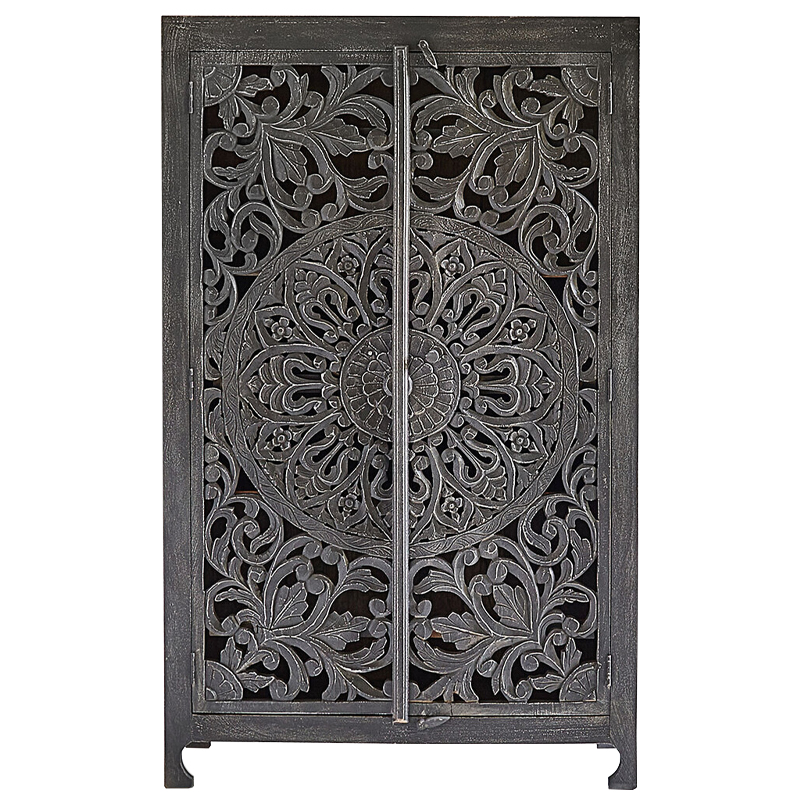 Шкаф Indian Antique White Furniture Cupboard Mistry серый Серый в Новосибирске | Loft Concept 