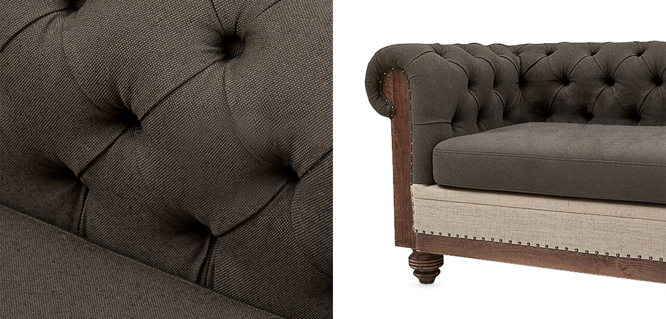 Диван Deconstructed Chesterfield Sofa triple Linen Brown - Loft-Concept в Новосибирске