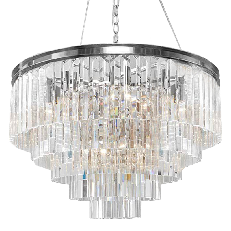 Люстра RH Odeon Chandelier Five Silver 80 Прозрачное Стекло Серебряный в Новосибирске | Loft Concept 