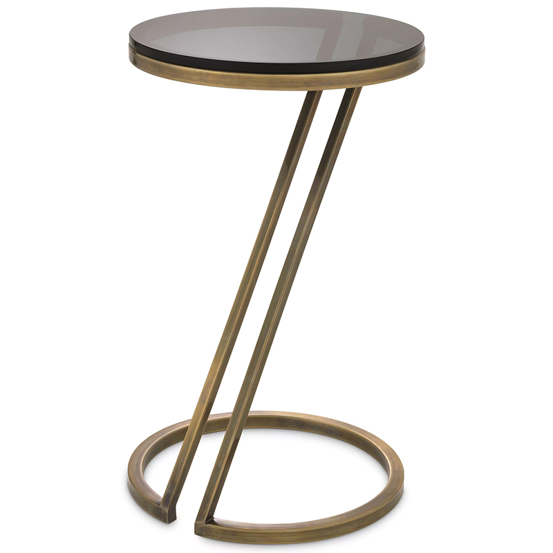 Приставной стол Eichholtz Side Table Falcone Brass Латунь Стекло Смок в Новосибирске | Loft Concept 