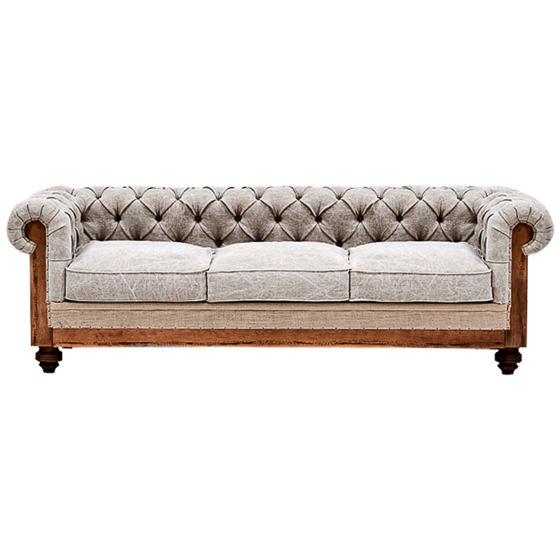 Диван Deconstructed Chesterfield Sofa Triple Gray Серый Бежевый Коричневый в Новосибирске | Loft Concept 