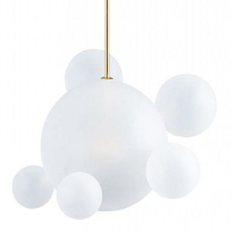 Светильник Giopato & Coombes Bollr Pendant 6 BUBBLE LAMP матовое белое стекло Белый Золотой в Новосибирске | Loft Concept 