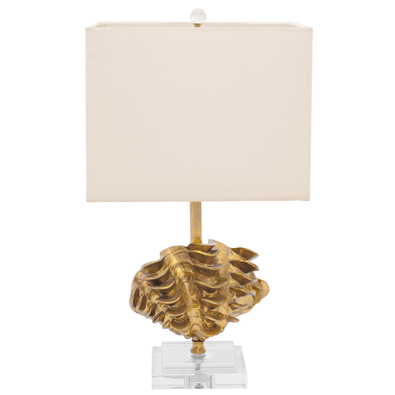 Настольная лампа Golden Shell Table Lamp с абажуром Белый Золотой Прозрачный Бежевый в Новосибирске | Loft Concept 