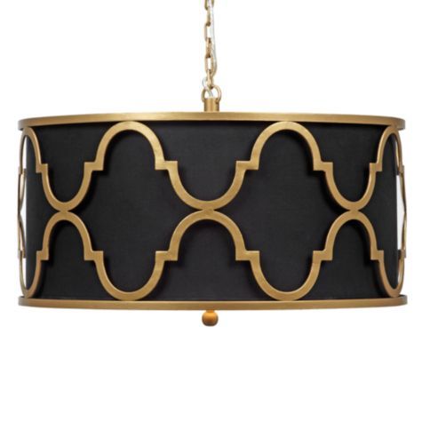 Люстра Black Shade Gold Quatrefoil Overlay Drum Pendant Черный в Новосибирске | Loft Concept 