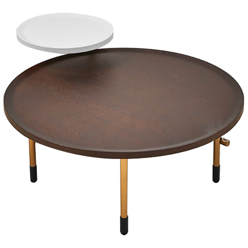 Кофейный стол Alastair Double Round Table Золотой Коричневый Белый в Новосибирске | Loft Concept 