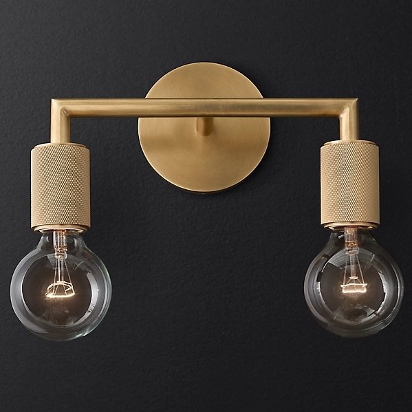 Бра RH Utilitaire Double Sconce Brass Латунь в Новосибирске | Loft Concept 