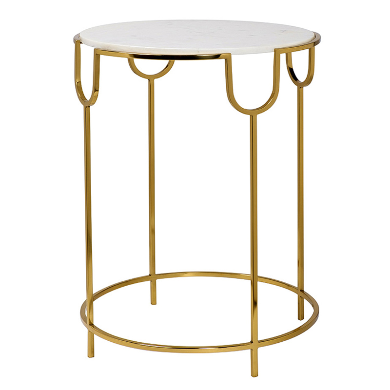 Приставной стол Bettina Side Table Глянцевое золото Белый Мрамор Bianco в Новосибирске | Loft Concept 