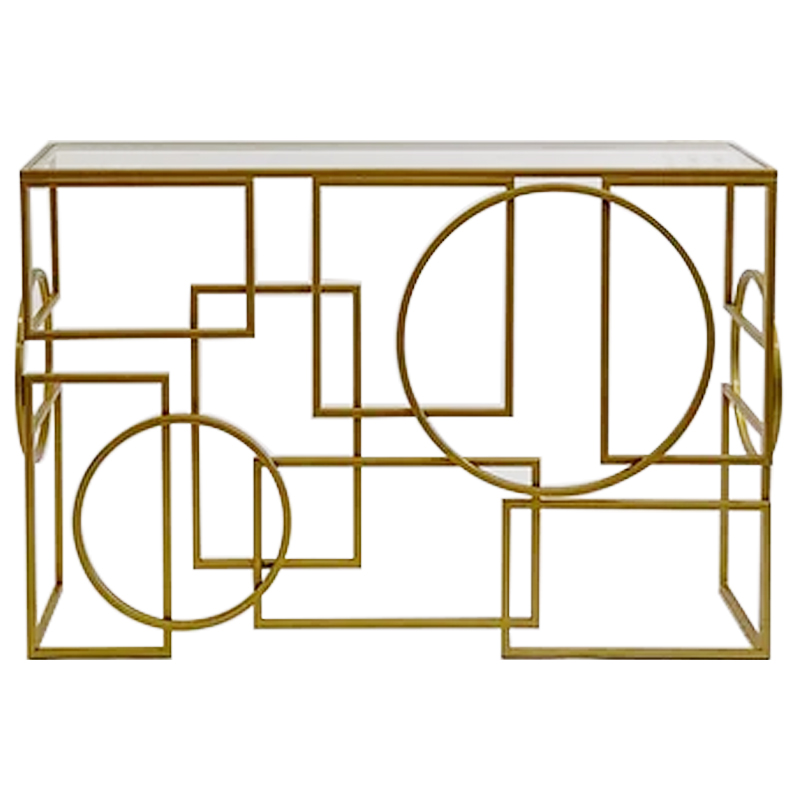 Консоль Geometric Figures Gold Console Золотой Прозрачное Стекло в Новосибирске | Loft Concept 