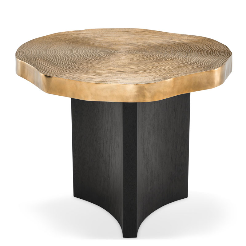 Приставной стол Eichholtz SIDE TABLE THOUSAND OAKS Черный Мрамор Nero Глянцевое золото в Новосибирске | Loft Concept 