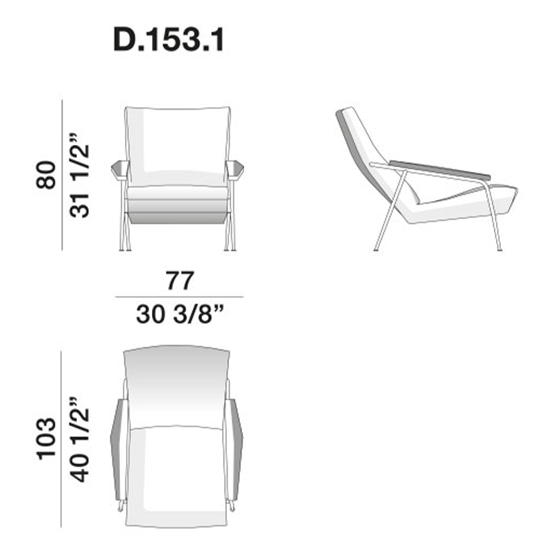 Дизайнерское кресло с подлокотниками Gio Ponti D.153.1 Armchair в Новосибирске