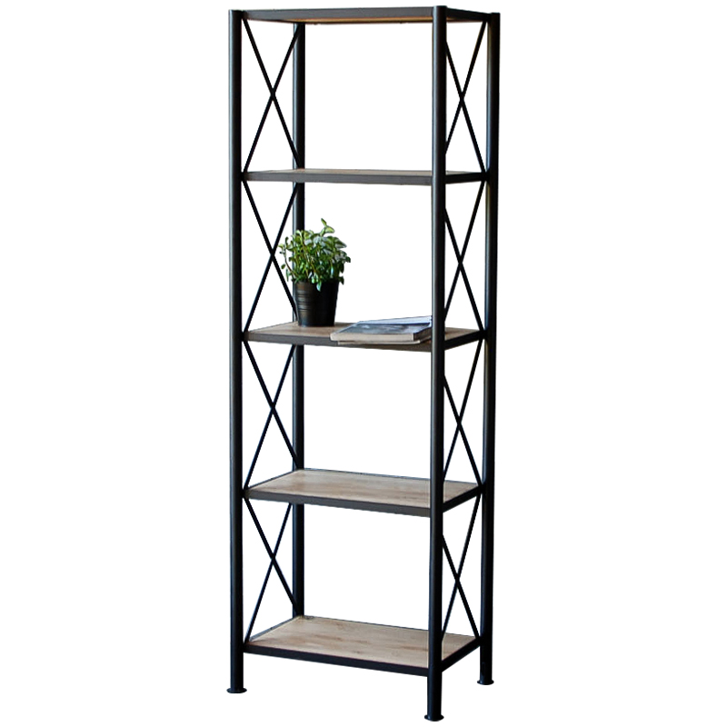 Стеллаж Pheobe Industrial Metal Rust Rack Черный Древесина в Новосибирске | Loft Concept 