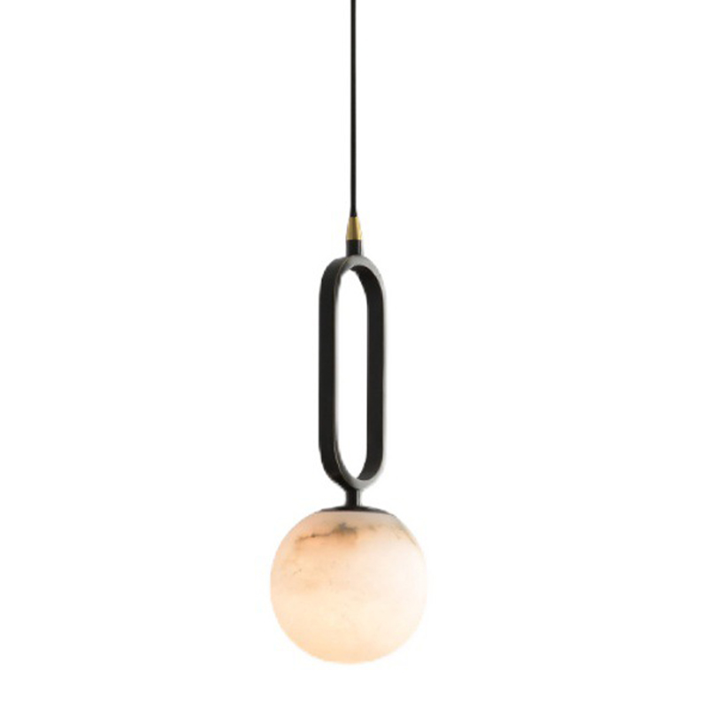 Подвесной светильник Reine Marble Hanging Lamp Черный Белый Мрамор Bianco Латунь в Новосибирске | Loft Concept 