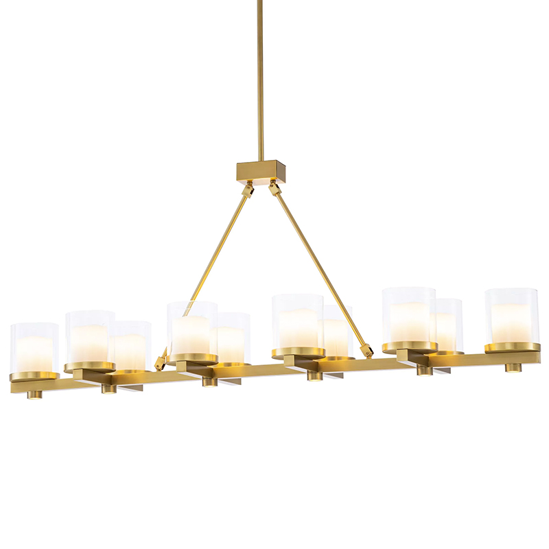 Люстра Eichholtz Chandelier Donovan Brass Латунь Белый Прозрачное Стекло в Новосибирске | Loft Concept 