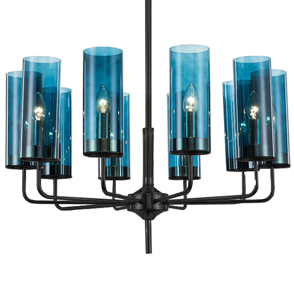 Люстра Black & Blue Glass Tube Chandelier 10 Графитовый Сапфир (Sapphire) в Новосибирске | Loft Concept 