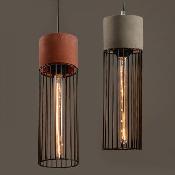 Подвесной светильник Cement Droplight Pendant Light cylinder Серый Красный Черный в Новосибирске | Loft Concept 