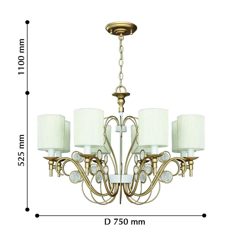 Ажурная люстра с тканевыми плафонами Montpellier D75 см в Новосибирске