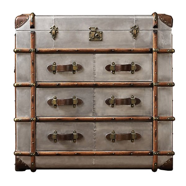 Комод в стиле Лофт RH Richards Polished Aluminum Trunks Chest Алюминий Коричневый винтаж в Новосибирске | Loft Concept 