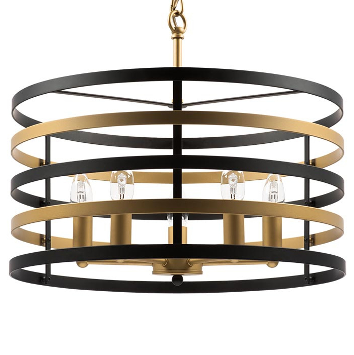 Люстра Gold Stripes Chandelier 5 Черный Золотой в Новосибирске | Loft Concept 