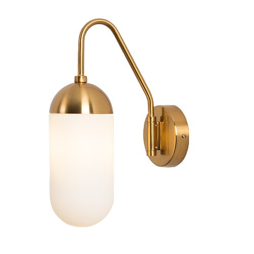 Бра Pelle Sconce short Gooseneck Clear Shade Латунь Белый в Новосибирске | Loft Concept 