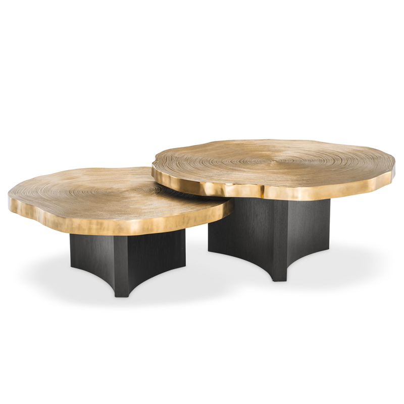 Комплект кофейных столов Eichholtz Coffee Table Thousand Oaks set of 2 Черный Латунь в Новосибирске | Loft Concept 